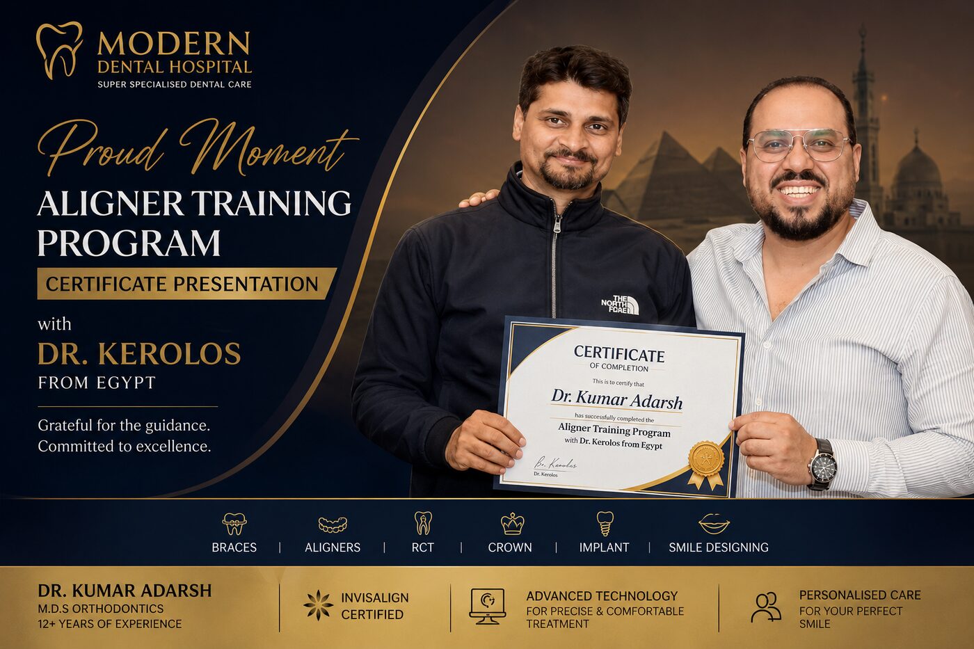 Dr. Kumar Adarsh aligner training with Dr. Kerolos, Egypt